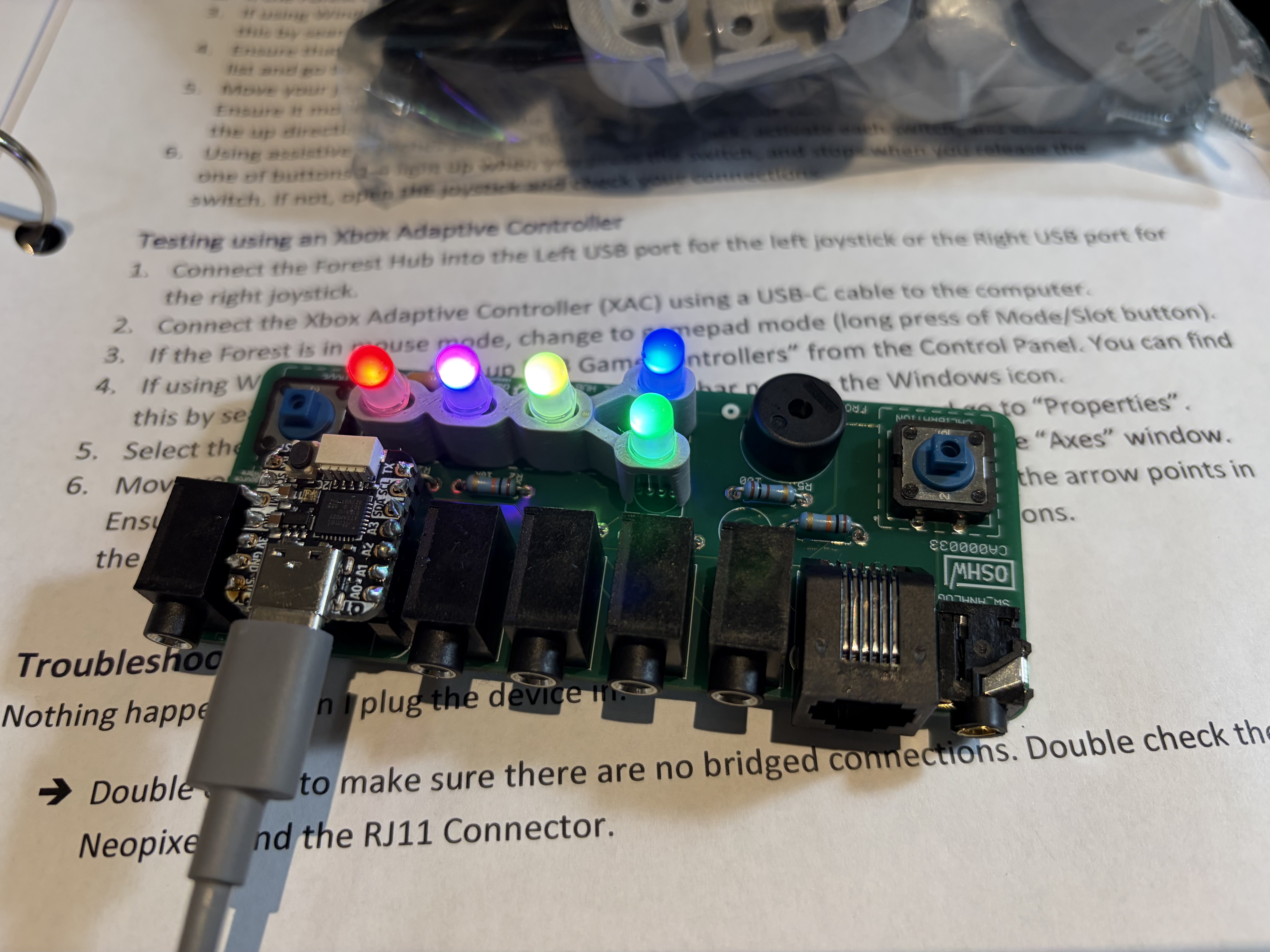 A printed circuit board during assembly